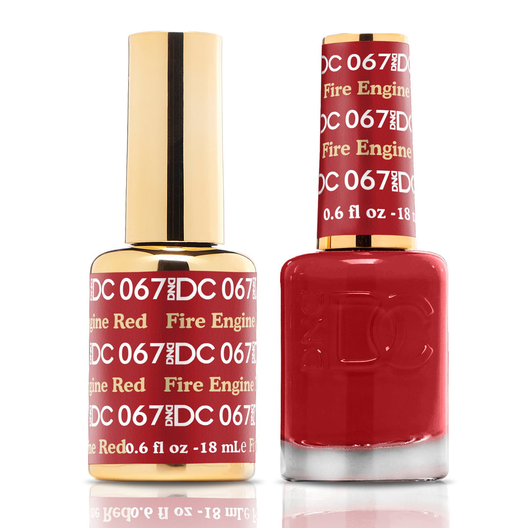 DND DUO Nail Lacquer and UV|LED Gel Polish Fire Engine Red DC067 (18ml)