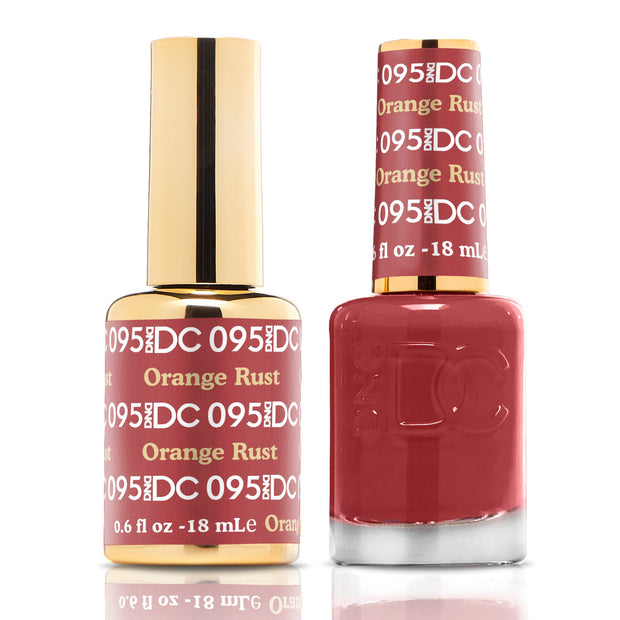 DND DUO Nail Lacquer and UV|LED Gel Polish Orange Rust DC095 (18ml)