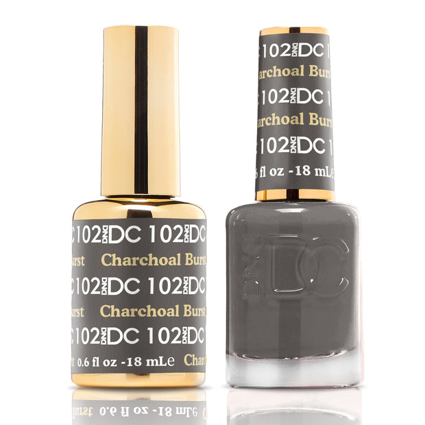 DND DUO Nail Lacquer and UV|LED Gel Polish Charcoal Burnt DC102 (18ml)