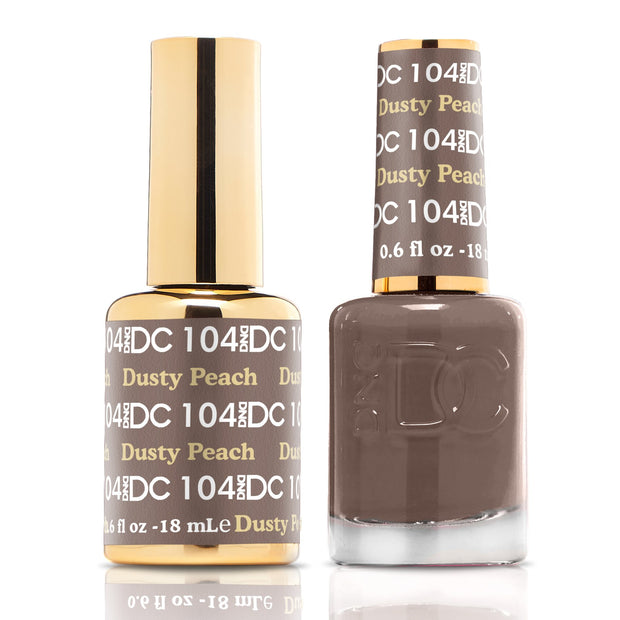 DND DUO Nail Lacquer and UV|LED Gel Polish Dusty Peach DC104 (18ml)