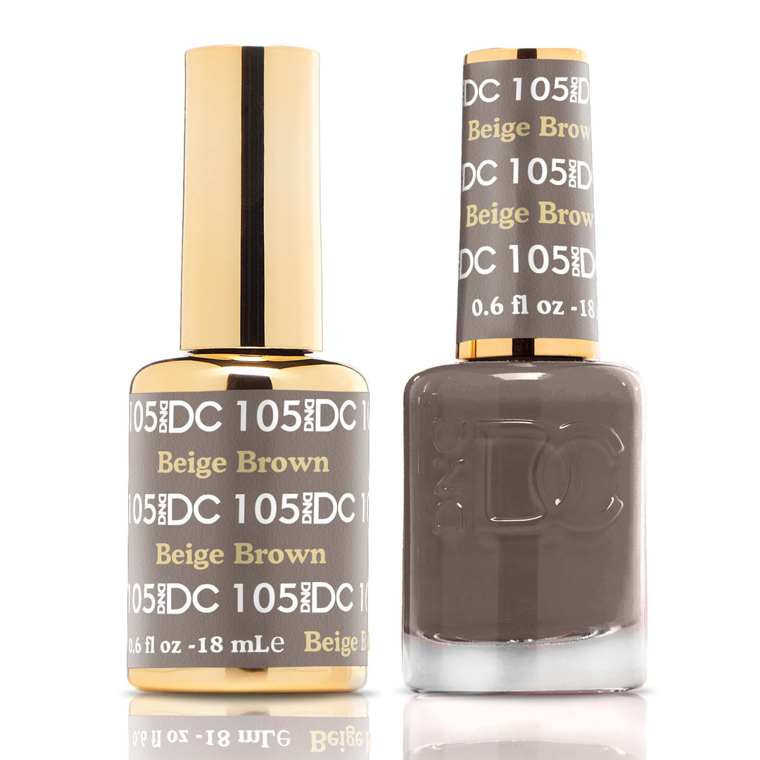 DND DUO Nail Lacquer and UV|LED Gel Polish Beige Brown DC105 (18ml)