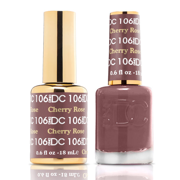 DND DUO Nail Lacquer and UV|LED Gel Polish Cherry Rose DC106 (18ml)