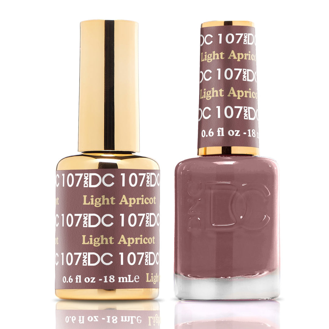 DND DUO Nail Lacquer and UV|LED Gel Polish Light Apricot DC107 (18ml)
