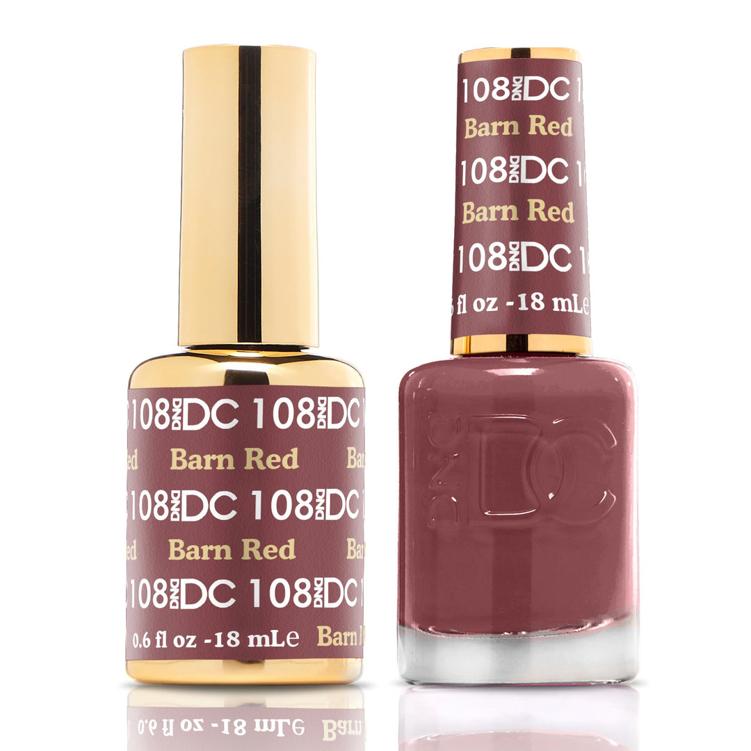 DND DUO Nail Lacquer and UV|LED Gel Polish Barn Red DC108 (18ml)