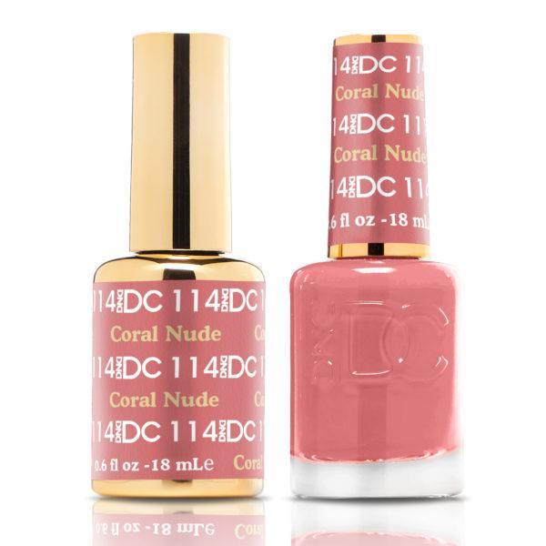 DND DUO Nail Lacquer and UV|LED Gel Polish Coral Nude DC114 (18ml)