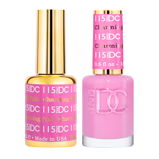 DND DUO Nail Lacquer and UV|LED Gel Polish Charming Pink DC115 (18ml)