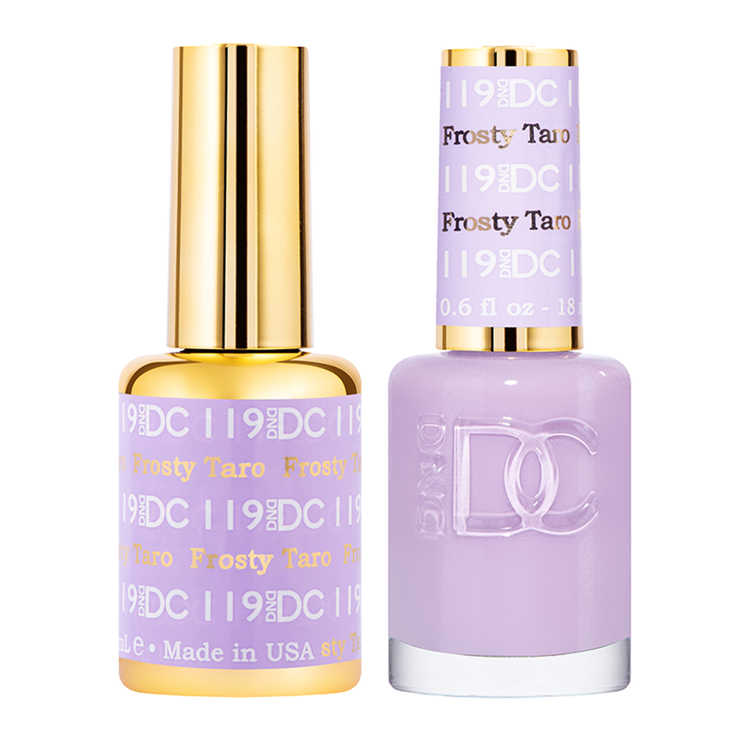 DND DUO Nail Lacquer and UV|LED Gel Polish Frosty Taro DC119 (18ml)