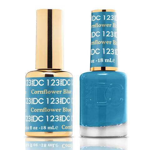 DND DUO Nail Lacquer and UV|LED Gel Polish Cornflower Blue DC123 (18ml)