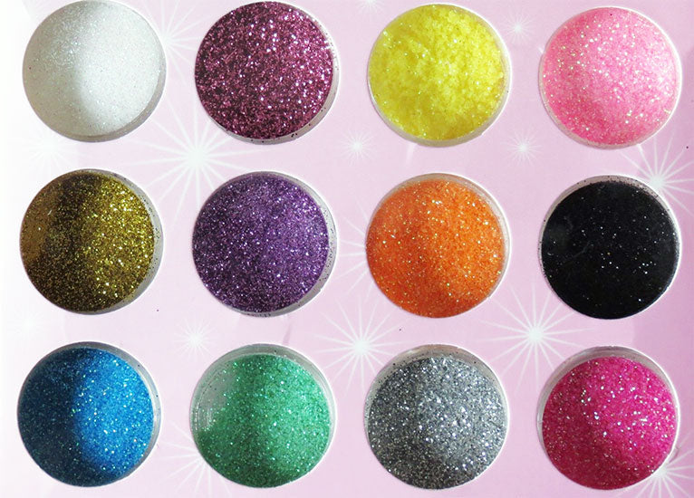 12 Mix Colour Glitter Powder Nail Art