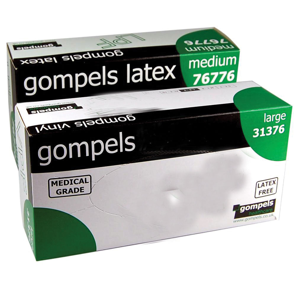 Gompels Powder-Free Latex Gloves 100pcs