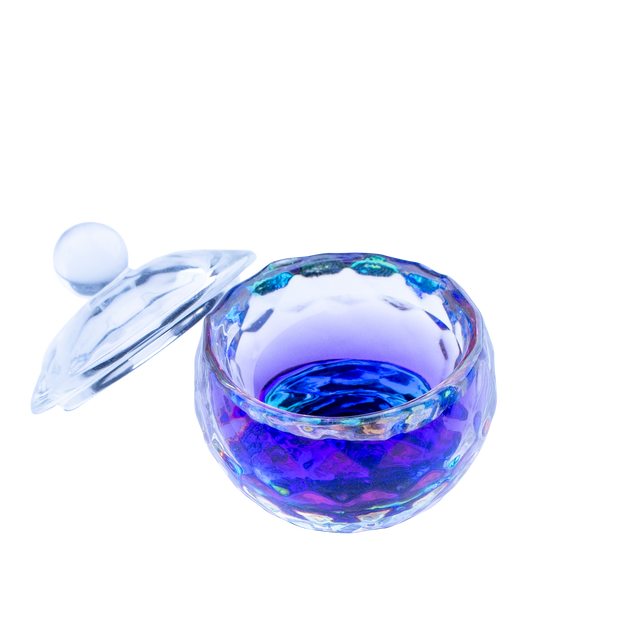 Glass Dappen Dish with Lid (Peacock Bowl, 10ml)