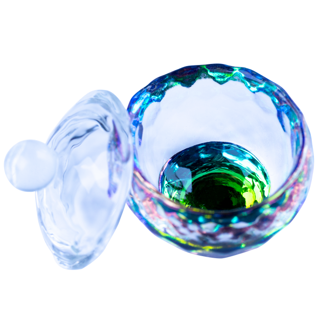 Glass Dappen Dish with Lid (Peacock Bowl, 10ml)