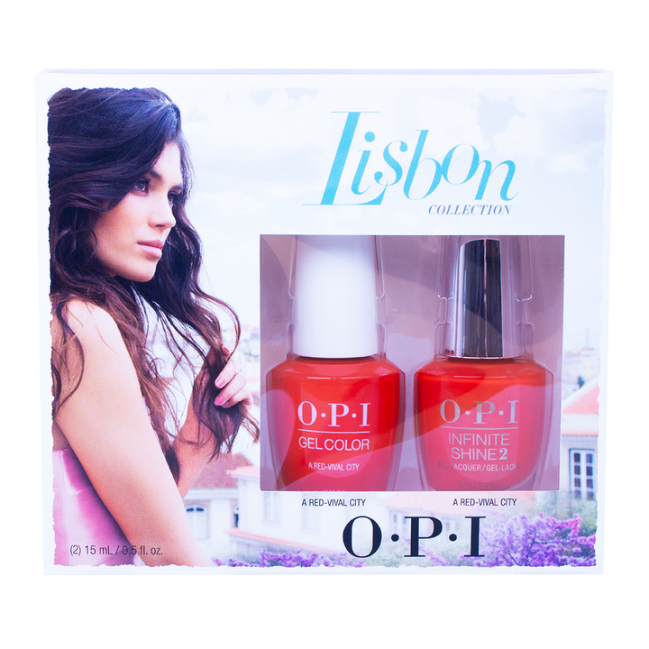 OPI UV|LED Gel Colour and Infinite Shine Lacquer Pairing - A Red-vival City
