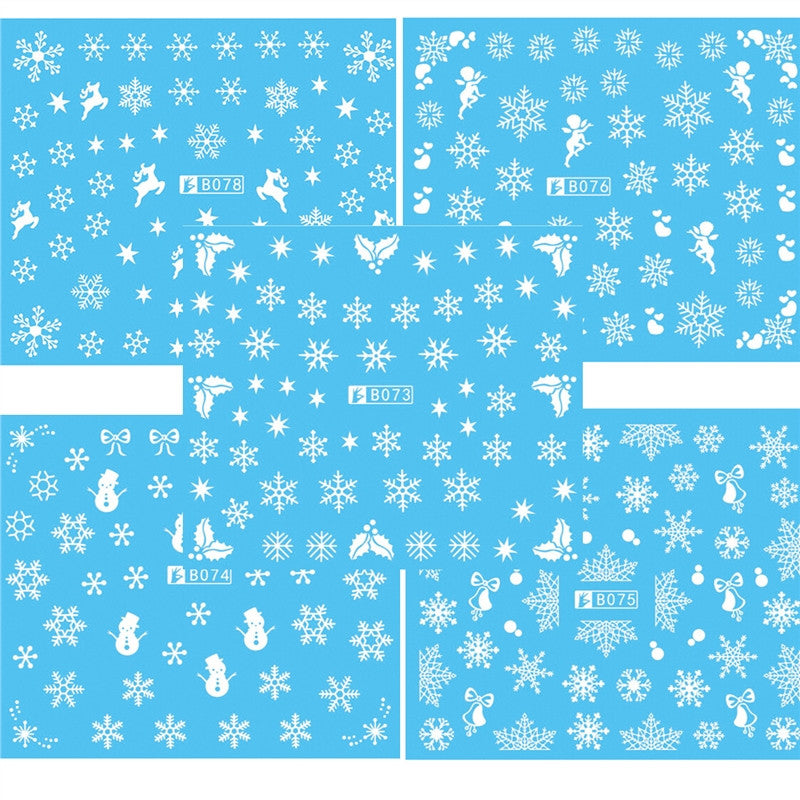 5pcs Nail Art Stickers Christmas Snow Nail Art Stickers Decals Decoration Snowflake Design